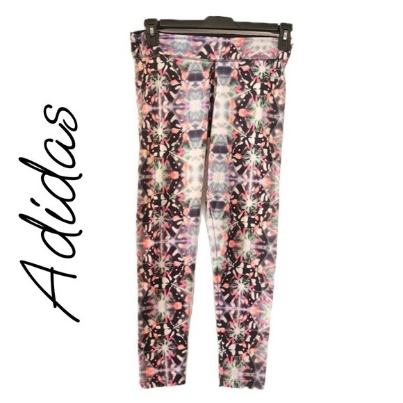 Adidas | Kaleidoscope Starburst Climalite Active Cropped Leggings, Size M (8-10) - Picture 1 of 5
